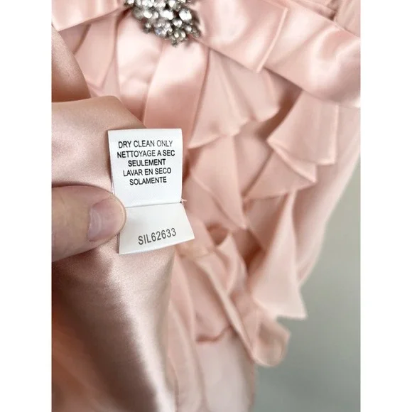 BCBG MAX AZRIA Strappy Dress Cascading Ruffle Silk Fairy Blush Pink Sz 2 - Picture 8 of 11